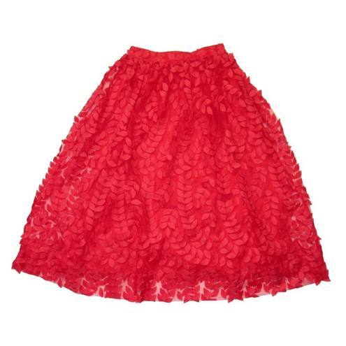 Sunday in Brooklyn NWT Anthropologie  Red Vine Dimensional Petal Midi Skirt M