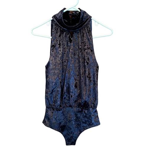 Central Park West  Ocean Drive velvet midnight blue bodysuit Size XS NWT