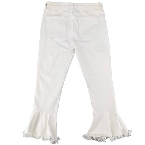 Chelsea and Violet  White Denim Jeans Womens Size 30 Flare Leg Raw Hem Crop