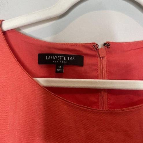 Lafayette 148  Women’s Coral 100% Linen Career Business Casual Dress Size 10