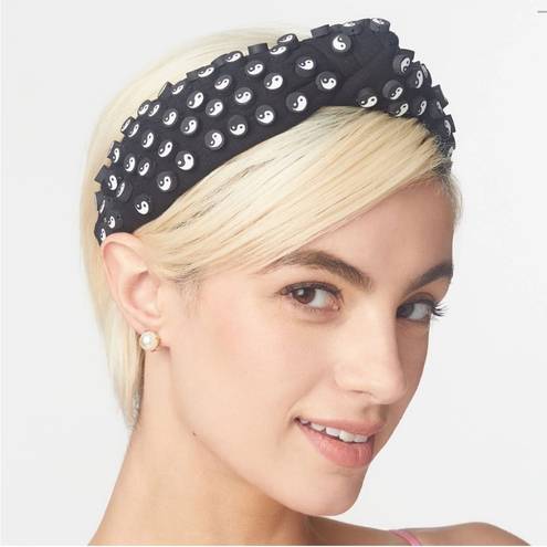 Lele Sadoughi NWT  Jet Yin Yang Fabric Top Knot Headband Beaded Black White Y2K