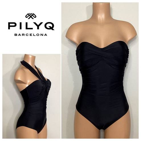 PilyQ New.  black bandeau multi-way swimsuit with tummy control