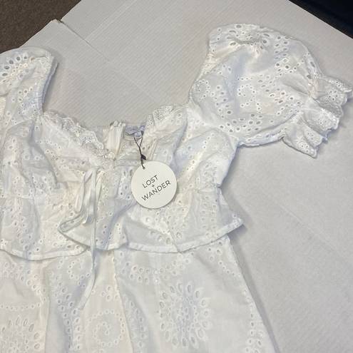 Lost + Wander  Women's White Dress size L NWT- flawed see photo (b16)