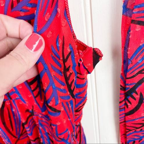 Alexis  for Target Tropical Leaf Tie Shoulder Strap Asymmetric Dress Size XXS