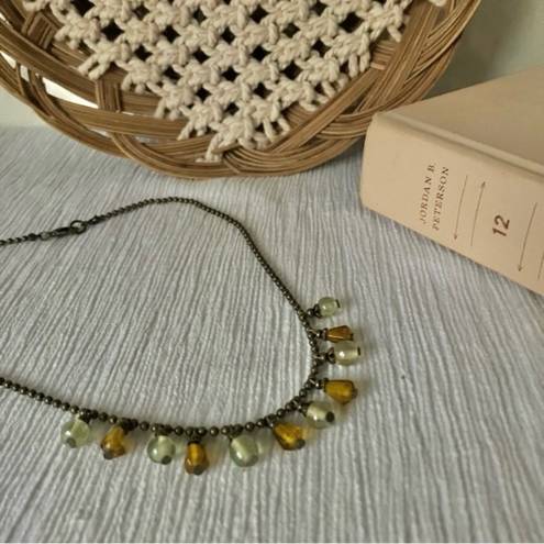 American Vintage Vintage “Saratoga” Brown Drop Bead Necklace Bohemian Tan Cream Gray Neutral