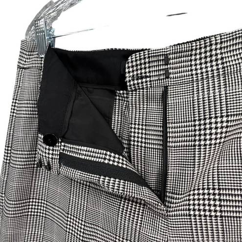 Lafayette 148  Dalton Pants Womens Size 8 Black White Houndstooth Plaid Wide Leg