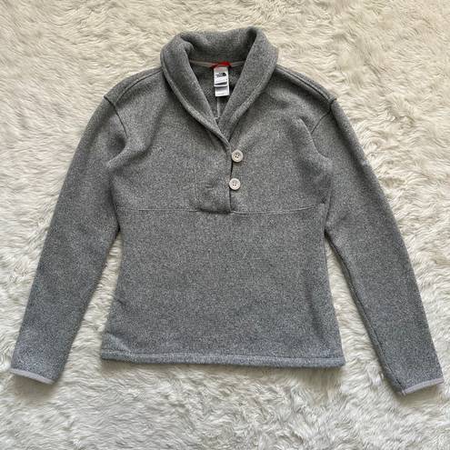 The North Face TNF Sweater 2 Button Shawl Collar Long Sleeve Pullover Gray S