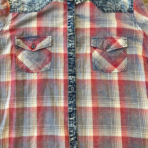 A.L.C. Woman Red & Blue Plaid Long Sleeve Button Down Shirt Women’s Plus Size 3X