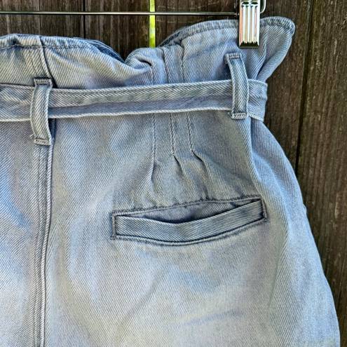 American Eagle  Button Fly Paper Bag High Waist Tie Denim Mom Shorts Size 10