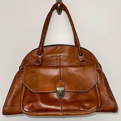 Patricia Nash Vintage Patrica Nash Italian Leather Brown Satchel Handbag 17x7" Handles Purse