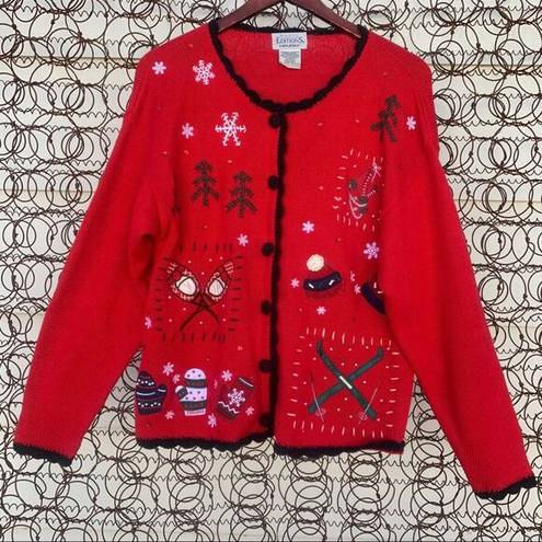 Basic Editions  Vintage knit ugly Christmas cardigan SMALL