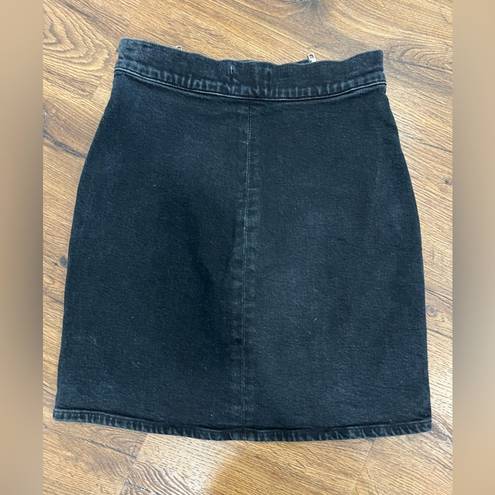 AGOLDE  Revolve Pamela Black Mini Skirt Dual Silver Zipper Front Dark Denim Sz 26