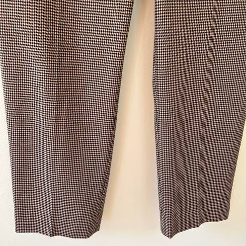 Rebecca Taylor Houndstooth High Rise Waist Ankle Crop Straight Leg Trouser Pant