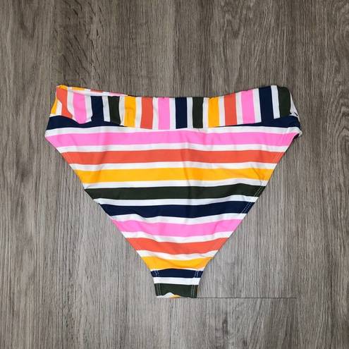 California Waves  Women's Baja Striped High-Waist/Leg Bikini Swim Bottoms sz L