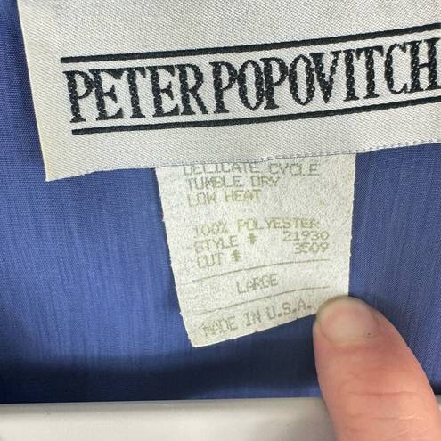 Vintage Blue Peter Popovitch  Pullover Collared 1/4 Button Up Windbreaker USA L