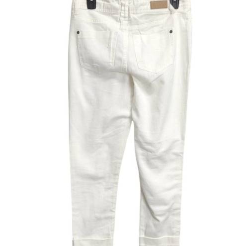 Elan  Boyfriend Denim Distressed White Ripped Jeans Size Small