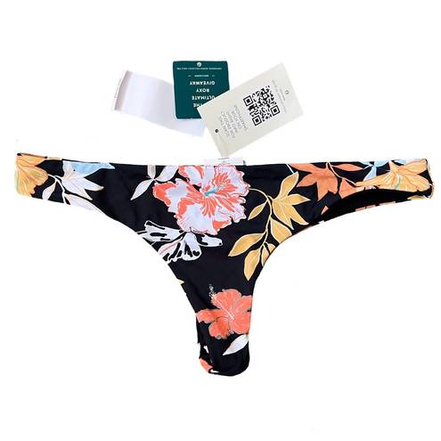 Roxy NWT  Printed High Leg Cheeky Bikini Bottoms - Black Floral - M