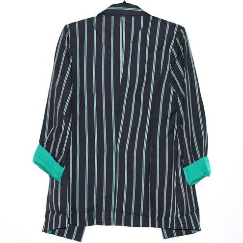 BCBGeneration  Navy Green Striped Blazer Medium