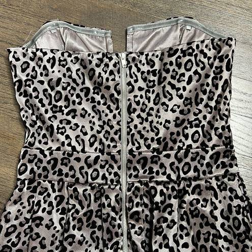 TFNC  london Stretch Cotton & Velvet Animal Print Strapless Mini Dress