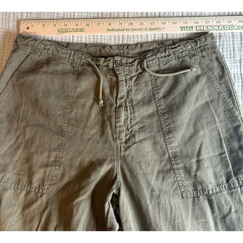 United Colors Of Benetton Benetton Flat Front Wide Leg Linen/Cotton Army Green Pants Womens Size XL