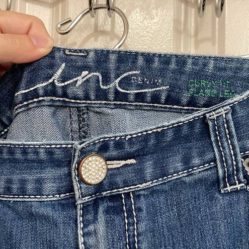 INC  Denim Curvy Fit Flare Leg Bedazzled Jeans