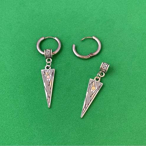 925 Silver Plated Geometric Triangle Dangle Drop Earrings for Men Women