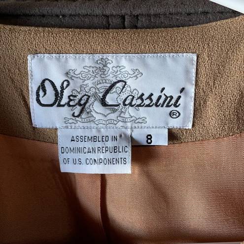 Oleg Cassini  💯 Wool Long Tan Blazer Jacket Size 8