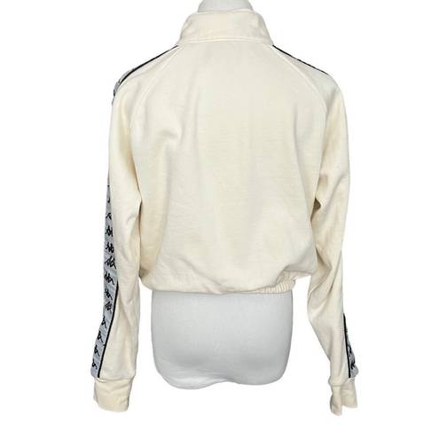 Kappa  Cream Cropped Quarter Zip Logo Tape Pullover S