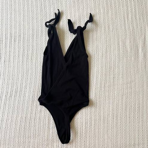 Wilfred Free Wilfred Aritzia Neva Black Bodysuit Size XXS Tie Straps