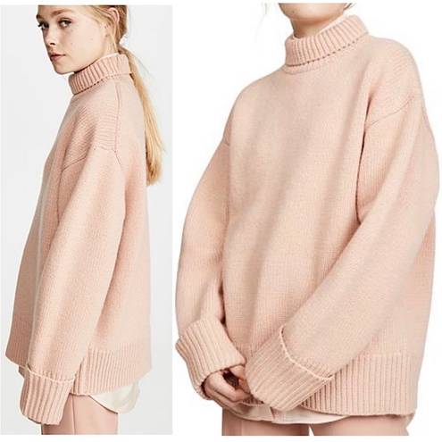 Victoria Beckham VICTORIA  Pale Pink Oversized Wool Funnel Neck Chunky Sweater L