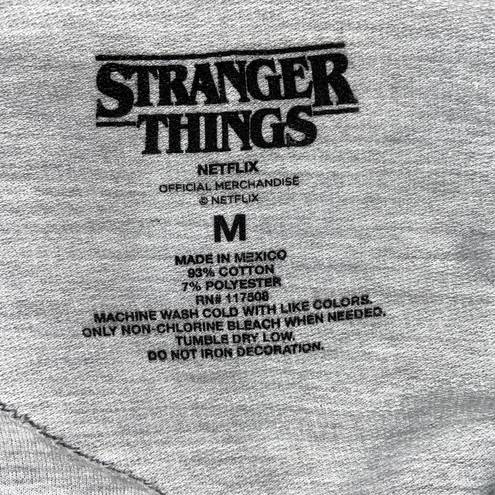 Stranger Things  Off The Shoulder Gray Sweatshirt Top Medium