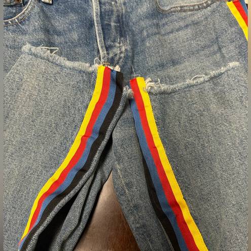 Polo  Ralph Lauren destroyed Avery Racing Stripes Boyfriend Jeans Size 26 NWT