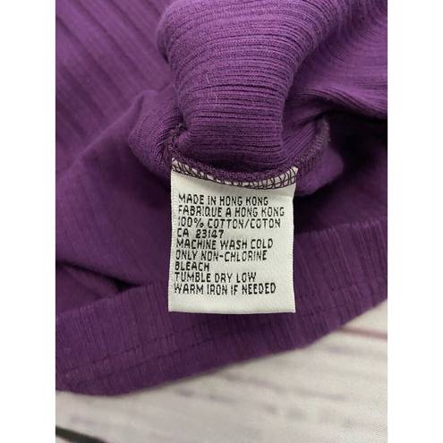 Talbots  Rib Knit Crop Button Front Cardigan Women Sp Purple Long Sleeve Cotton