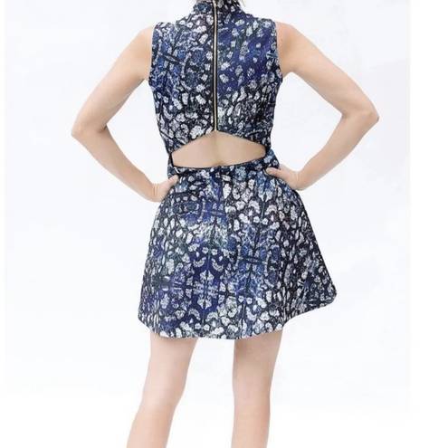 Hunter Bell  Blue Printed Sleeveless Cutout Stevie
Mini Dress Size 0