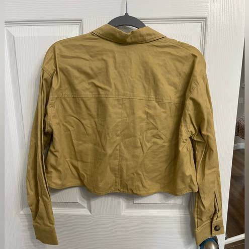 FAVLUX Women’s Mustard Yellow  Cropped Shirt Jacket Button Up Medium NWT