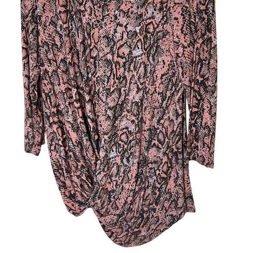 Skinny Girl  Jeans Pink Snakeprint Twist Front Long Sleeve T Shirt Top Blouse M