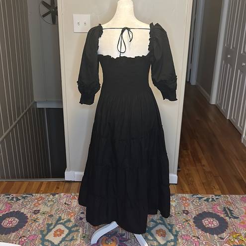 Hill House  Home Nesli Black Swiss Jacquard Dot Nap Dress New Size Small