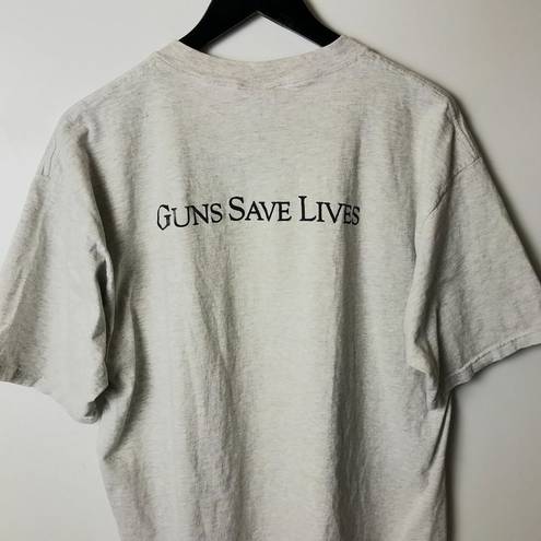 Roots 90s Vintage All Sport Grass  Guns Save Lives T Shirt Made In USA Snake