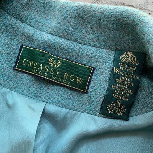 The Row Vtg Embassy Woolmark Wool Buttoned Blazer Coat Jacket Blue Gray Size 12