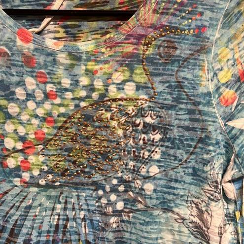 Susan Lawrence Amazing Peacock Tye Dye Shirt size medium