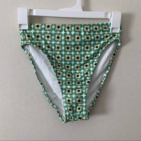 Modcloth NWOT  The Frankly High Waisted Bikini Bottoms Green Retro Daisy Print