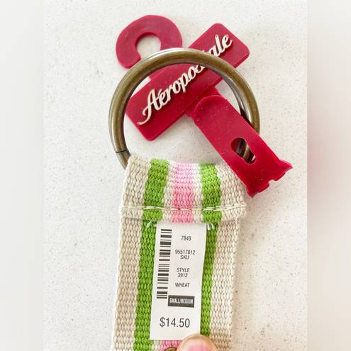 Aeropostale  Pink Green and Cream Canvas Vintage Style Belt NWT