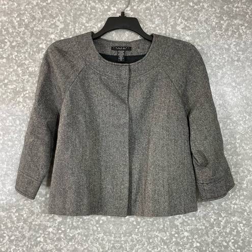 Laundry by Shelli Segal  Women's Gray Wool Blend Tweed Blazer - Size 8 - Cropped