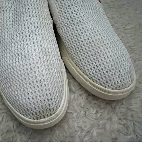 Olukai  Pehuea Slip On Mesh Loafers Womens White Tan Comfort Casual SZ 8.5