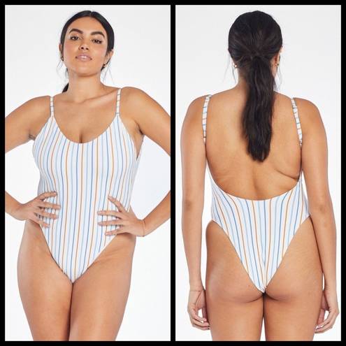 Vitamin A 💕💕 Yasmeen One Piece Swimsuit ~ Palm Springs Stripe 12 D XL NWT