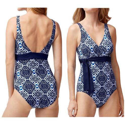 Tommy Bahama  Island Tile Printed One Piece Swimsuit Blue Size 4