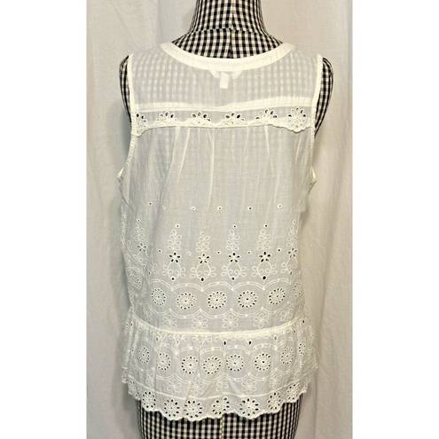 Sonoma  Goods For Life Women Top Size Small Sleeveless Cream Eyelet floral lace