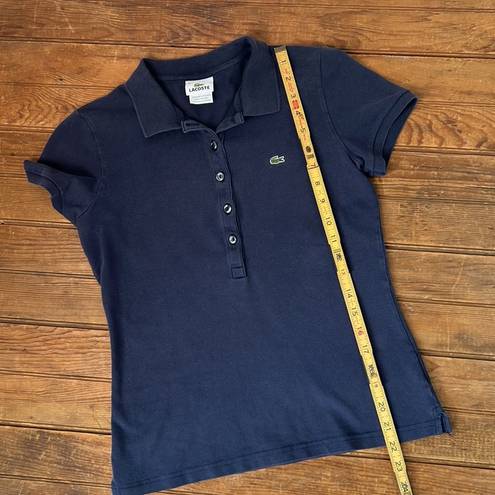 Lacoste Women’s  button down short sleeve pique polo navy blue size 40 small