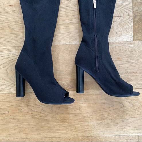 EGO  Shoes Over the Knee Open Toe Boots in Black