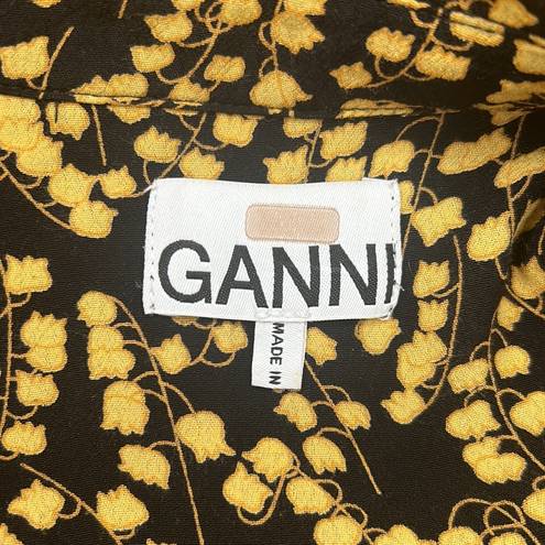 Ganni  Floral Printed Crepe Button Down Size 36, US 4